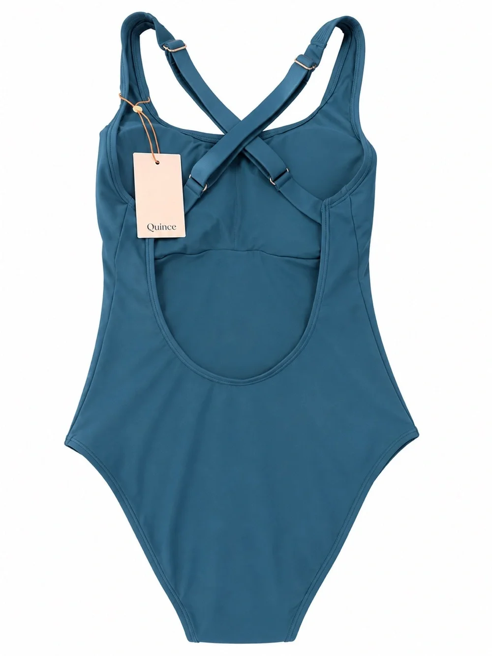Quince Cross Back One Piece Swimsuit Lagoon Teal Blue Medium NWT